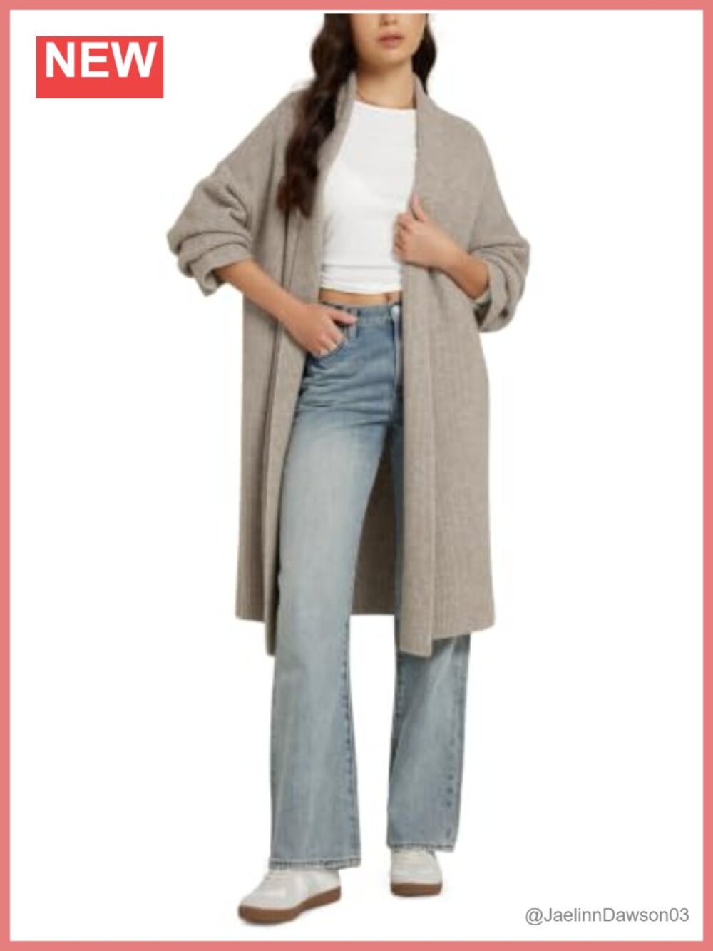 Women's Open Front Drape Cardigan Longline Knit Sweater Coat